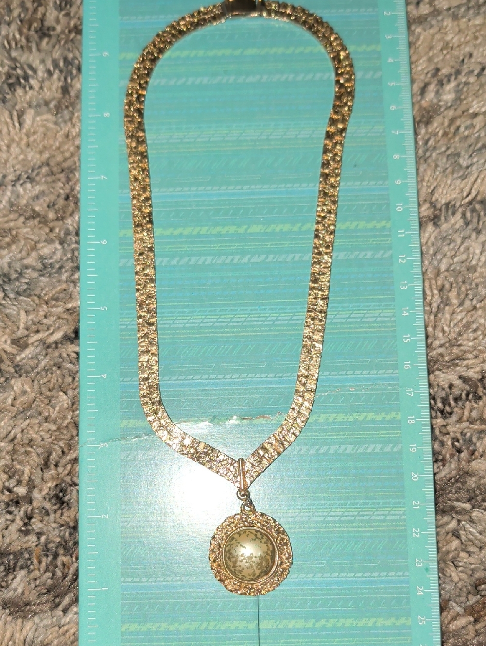 Gold-Tone Hammered Nugget Pendant Necklace